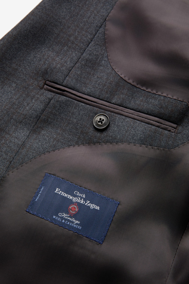 CAMBRIDGE MEMBERS - 수트 - 제냐 울캐시 브라운데코 글렌체크 수트 (Gray)