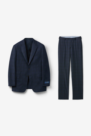 국내 울 밀드 쉐도우체크 수트 자켓 (Navy)