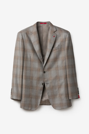 로로피아나 원단 캐시실크 브라운 체크 자켓