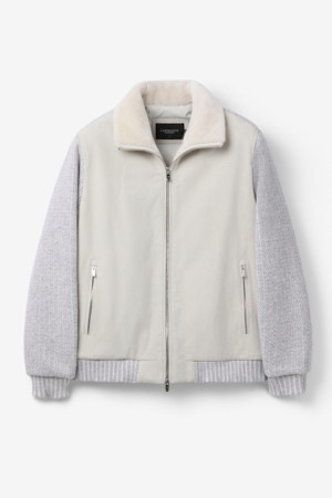 고트 스웨이드 하이브리드 구스 다운 블루종