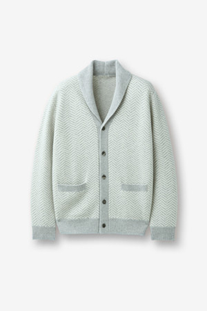 울 캐시 헤링본 숄 카디건 니트