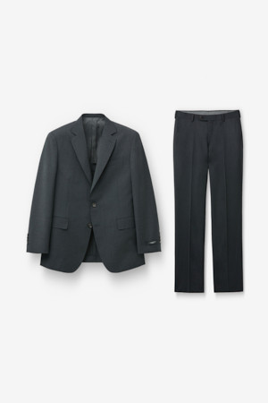 울 조직감 솔리드 수트 - 그레이	