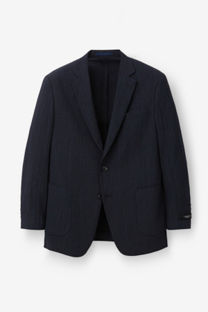 모듈 크링클 셋업 테일러드 자켓 - 네이비