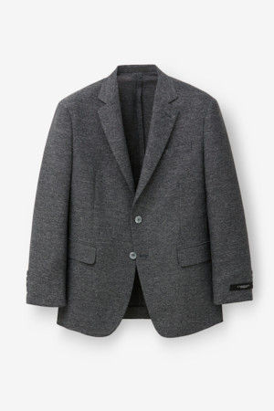 국내 폴리 V종광 솔리드 자켓 - 그레이