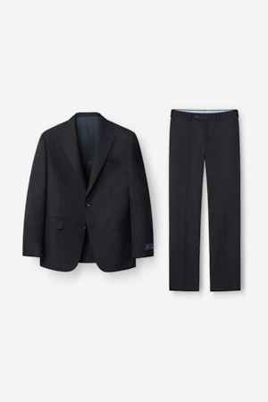 카벤디쉬 울 조직감 솔리드 수트 -  네이비