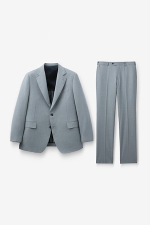 로로피아나 울 조직감 솔리드 수트 - 그레이