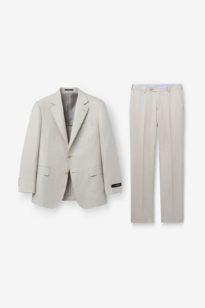 델피노 울실크리넨 솔리드 수트 - 아이보리
