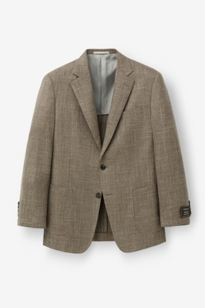 드라고 솔리드 울 실크 리넨 솔리드 자켓 - 브라운