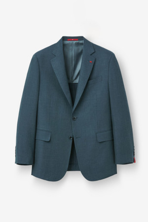 델피노 울 캐시 솔리드 자켓 - 청록