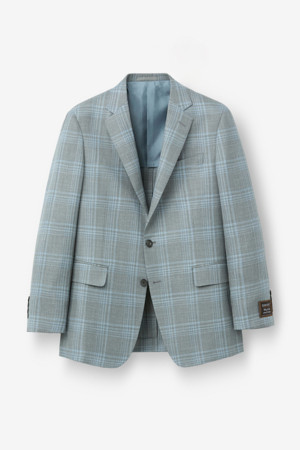 드라고 울 실크 리넨 글렌체크 자켓 - 그레이