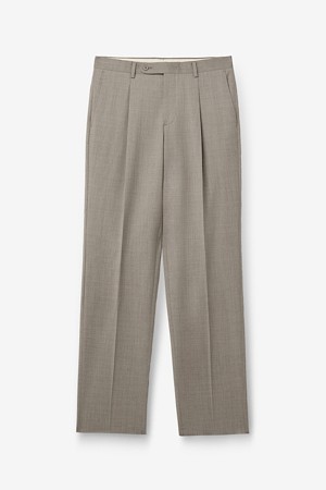 로로피아나 울 솔리드 플리츠 슬랙스 - 베이지