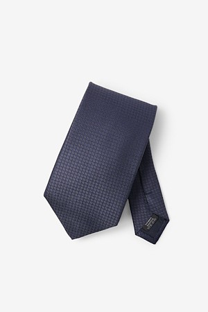 마이크로 그레이데코 솔리드 타이 - 네이비