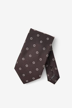 플라워 올오버 타이 - 브라운