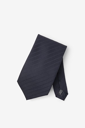 드라고 울 자카드 스트라이프 타이 - 네이비