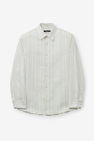 린넨 스트라이프 셔츠 - 베이지	
