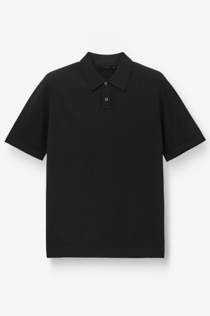 레이온 나일론 솔리드 카라넥 니트				