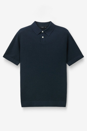 한지 코튼 솔리드 카라넥 니트