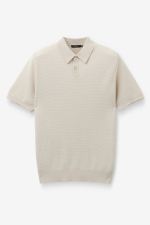 코튼 강연 잔 스트라이프 카라넥 니트