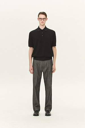 [MOVERE X ROLIAT]  콜라보 카라넥 반팔 스웨터 - 블랙