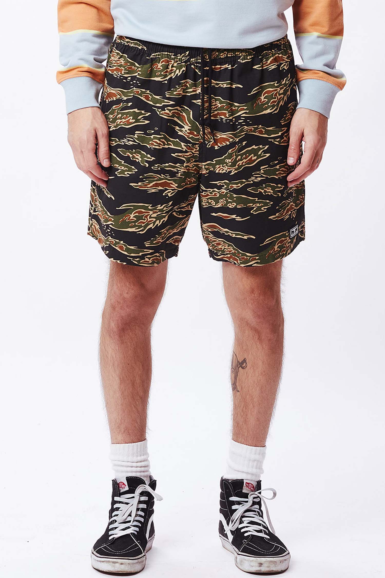 OBEY] EASY RELAXED CAMO SHORT - GREEN 