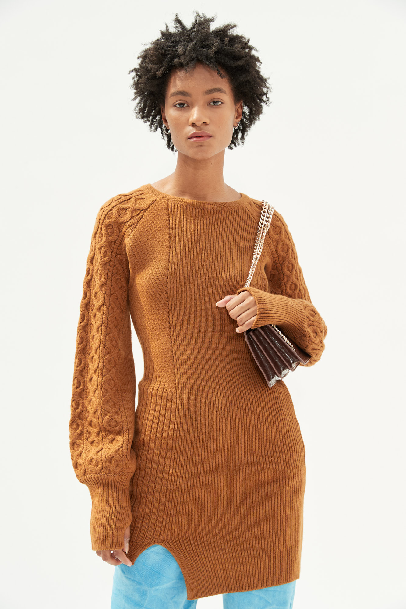 COMMONGROUND - 스웨터 - [ANDERSSON BELL.W] BATTY CUT OUT MINI KNIT ONEPIECE atb619w - BROWN