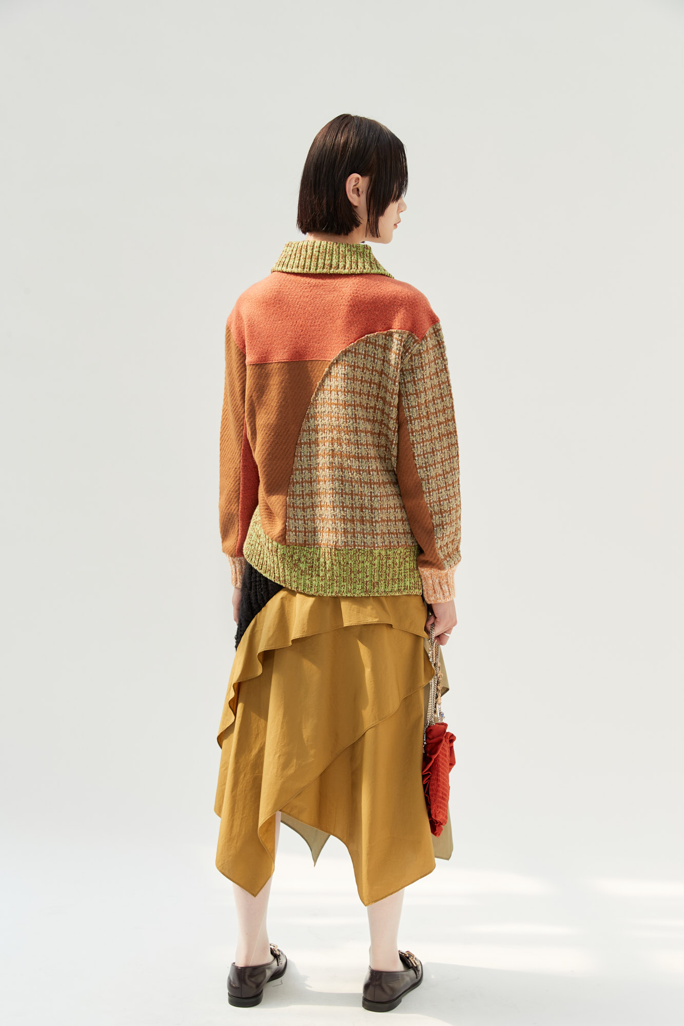 COMMONGROUND - 긴소매 티셔츠 - [ANDERSSON BELL] SIENNA PATCHWORK KNIT POLO SWEATER atb621w - MULTI 