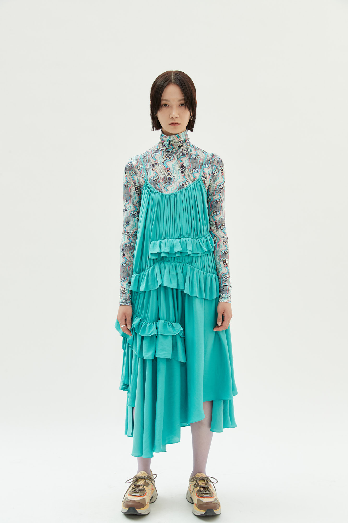 COMMONGROUND - 민소매 원피스 - [ANDERSSON BELL.W] HELENA SHIRRING RUFFLED DRESS atb630w - BLUE(JADE)