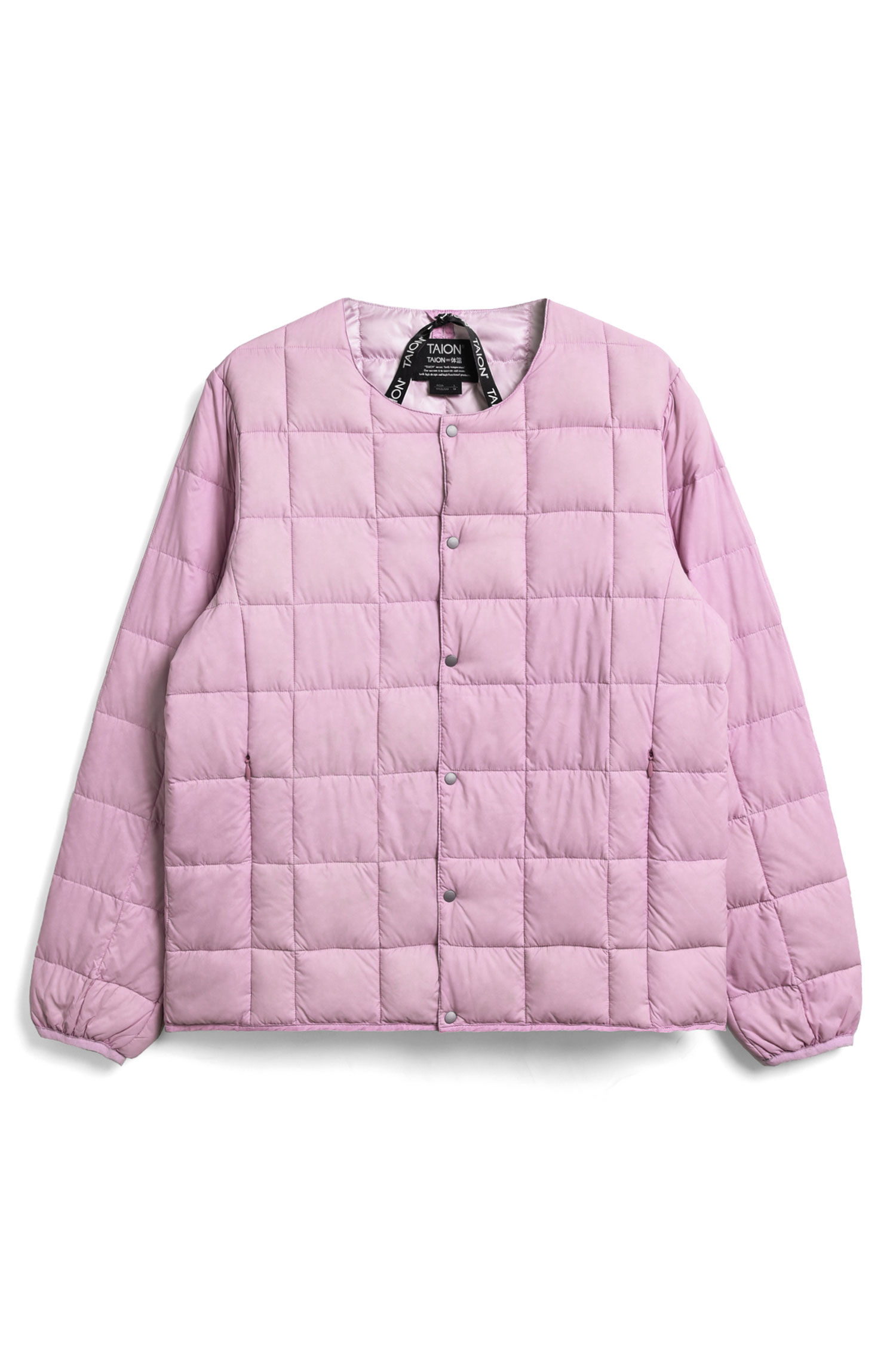 [TAION] CREW NECK BUTTON DOWN JACKET L.PINK_TAION