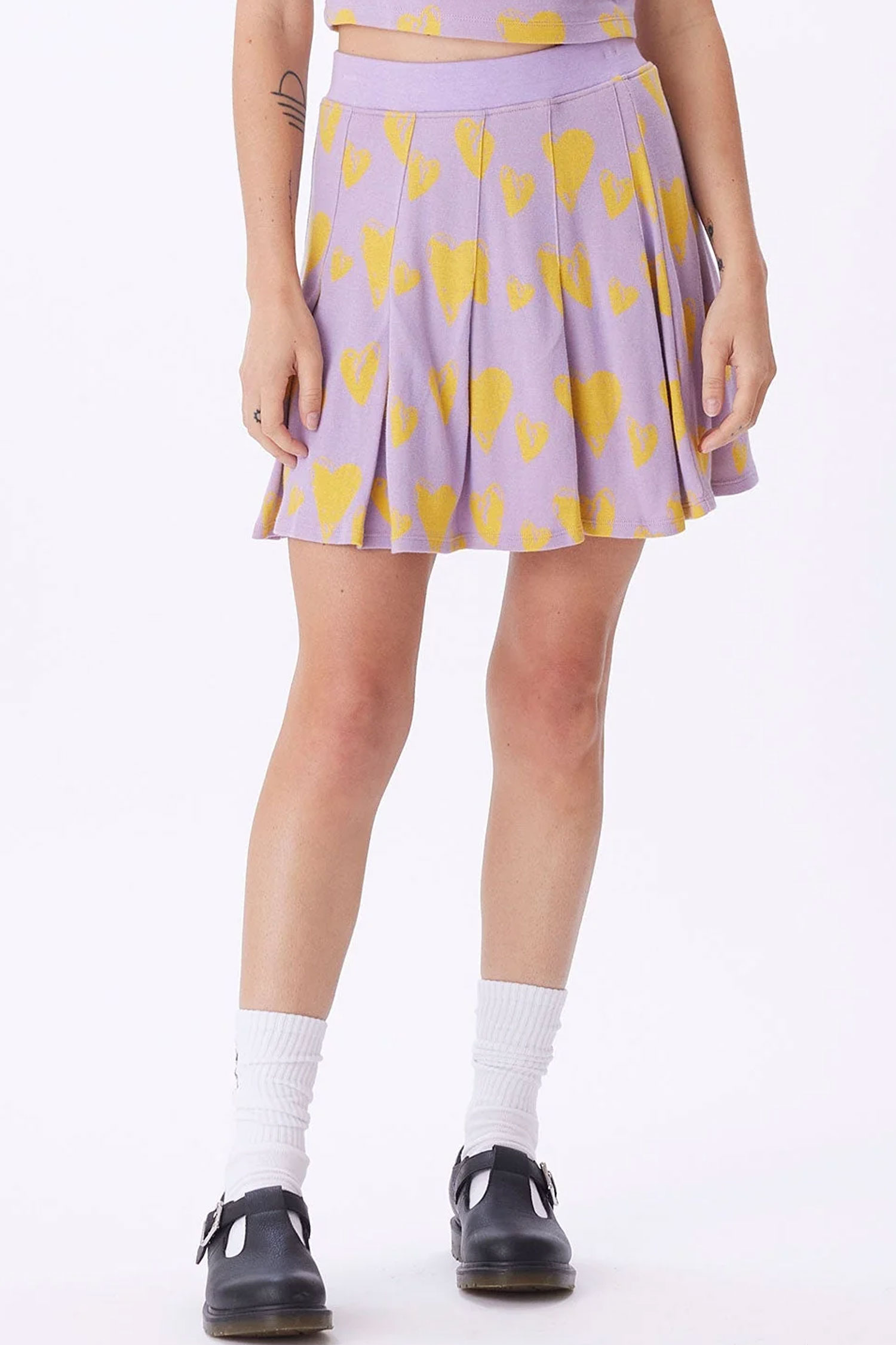 OBEY - 미니스커트 - [오베이] CARLY PLEATED SKIRT 치마 DIGITAL LAVENDER MULTI