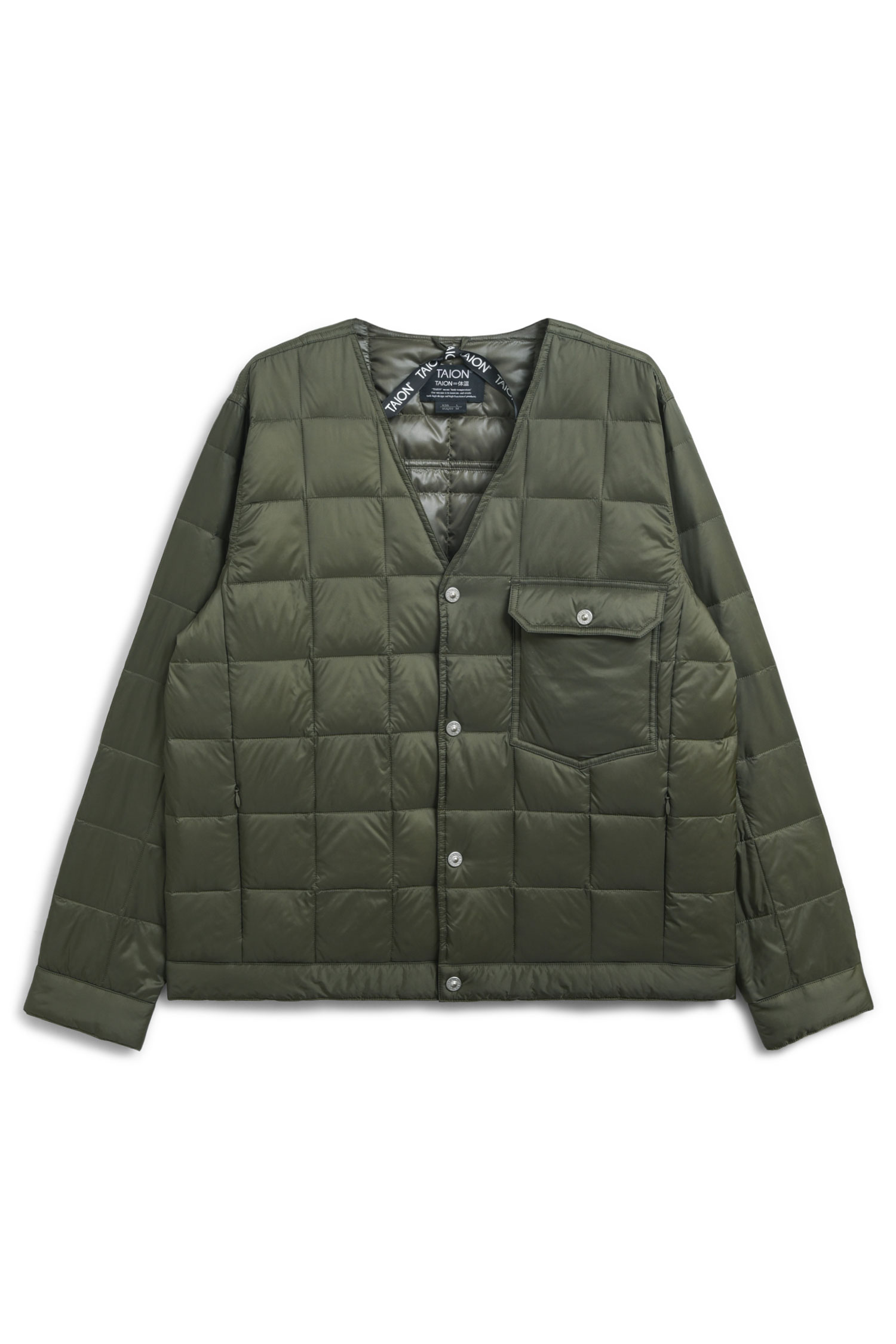 [TAION] DOWN WORK CARDIGAN D.OLIVE