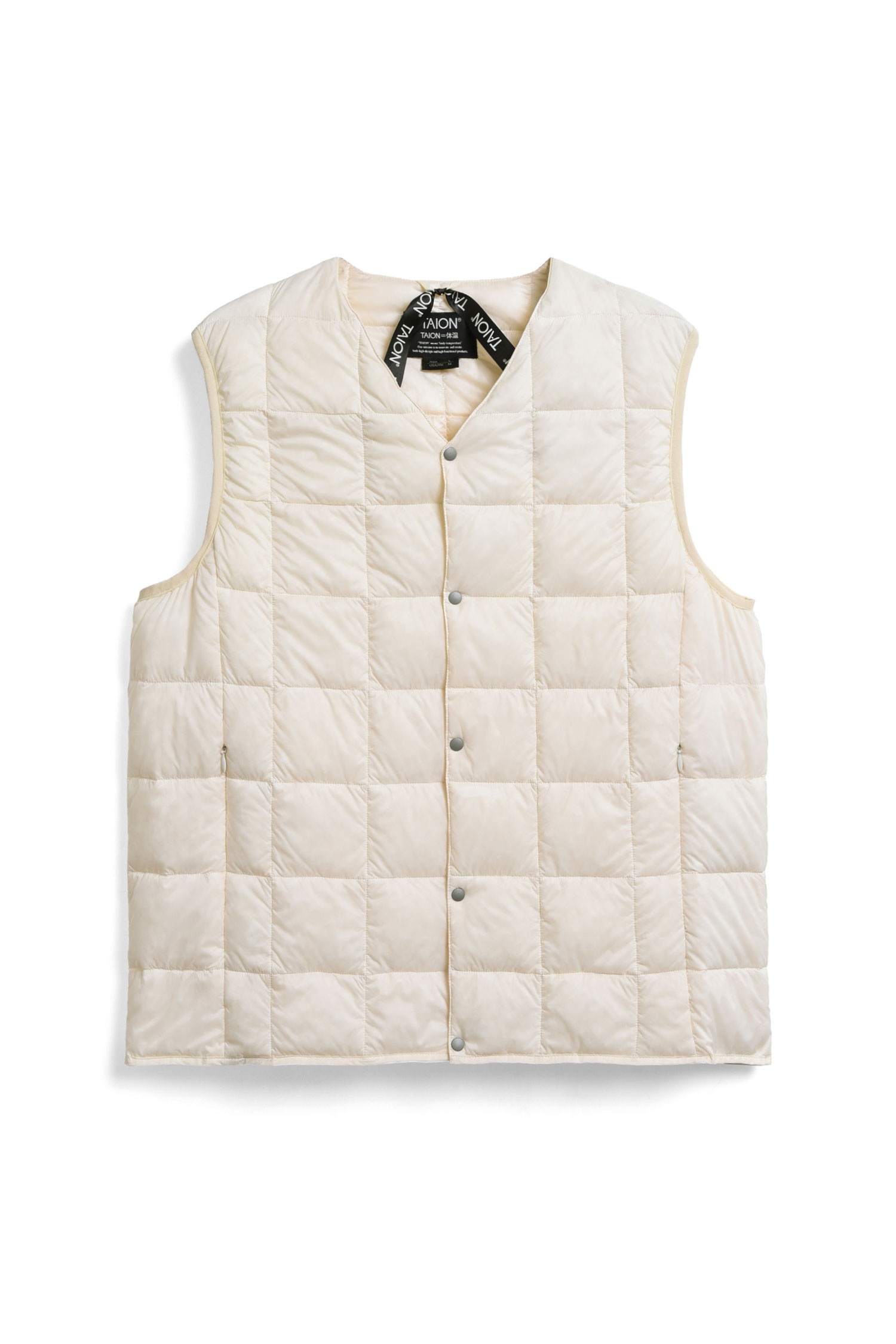 [TAION] V NECK BUTTON DOWN VEST OFF WHITE