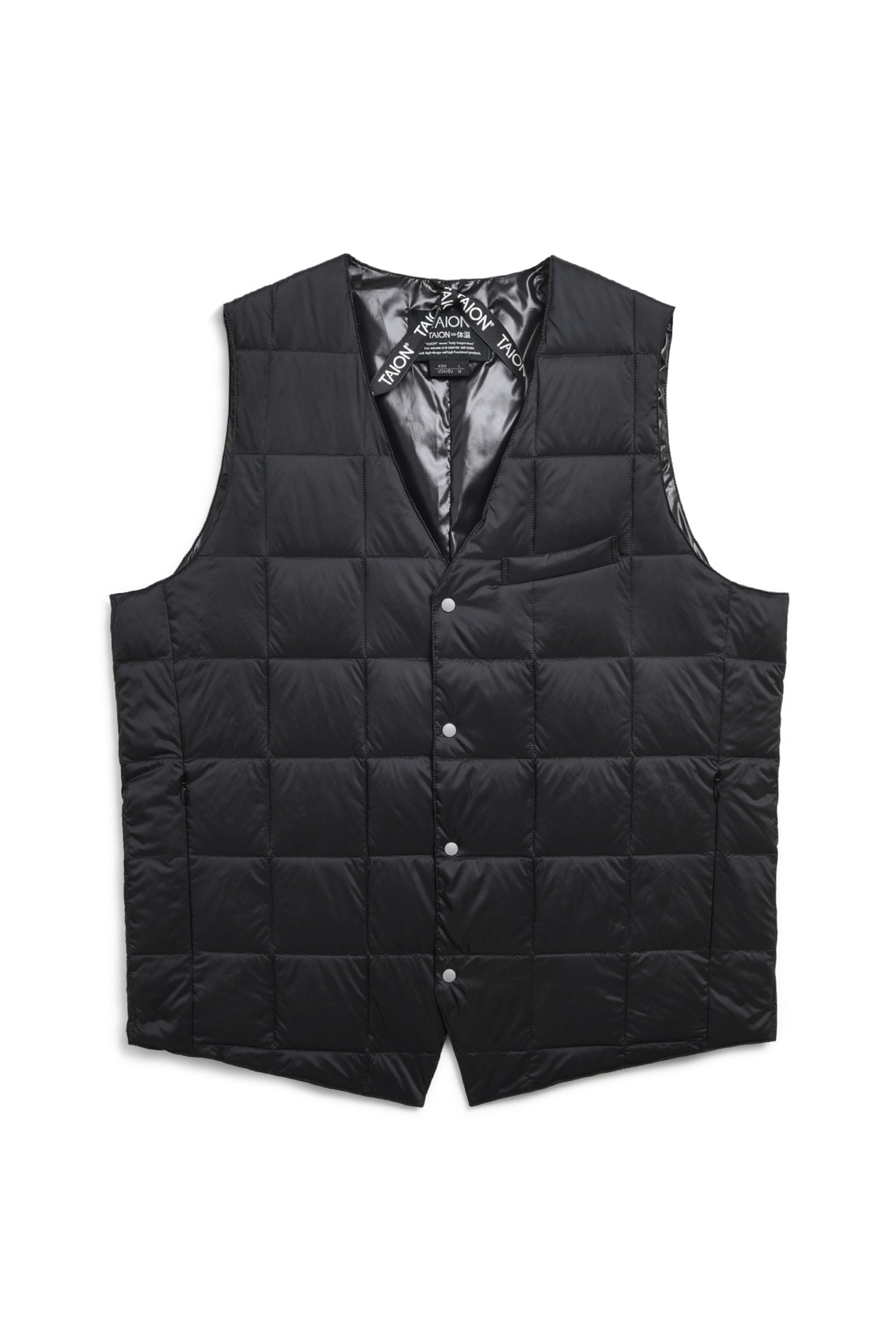 [TAION] V NECK PLANCER BUTTON DOWN GILET BLACK