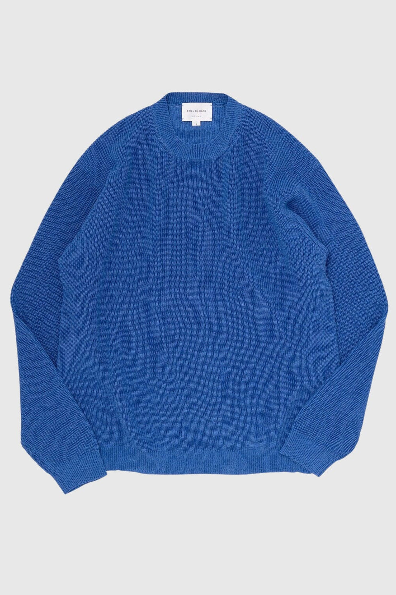 STILL BY HAND_10G cotton sweater BLUE