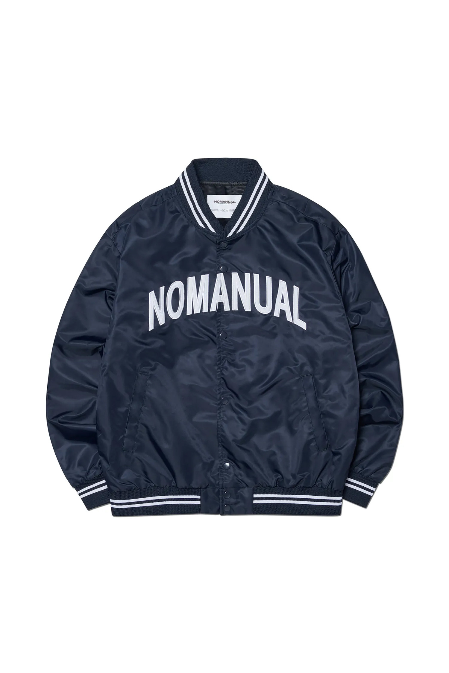 NOMANUAL - 블루종/점퍼 - [노매뉴얼] ARCH LOGO VARSITY JACKET - NAVY