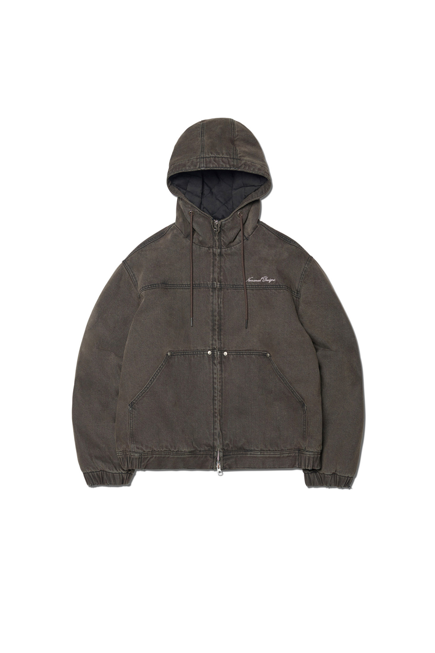 NOMANUAL - 후디 - [노매뉴얼] W.D HOODED ZIP-UP JACKET - WASHED BROWN 