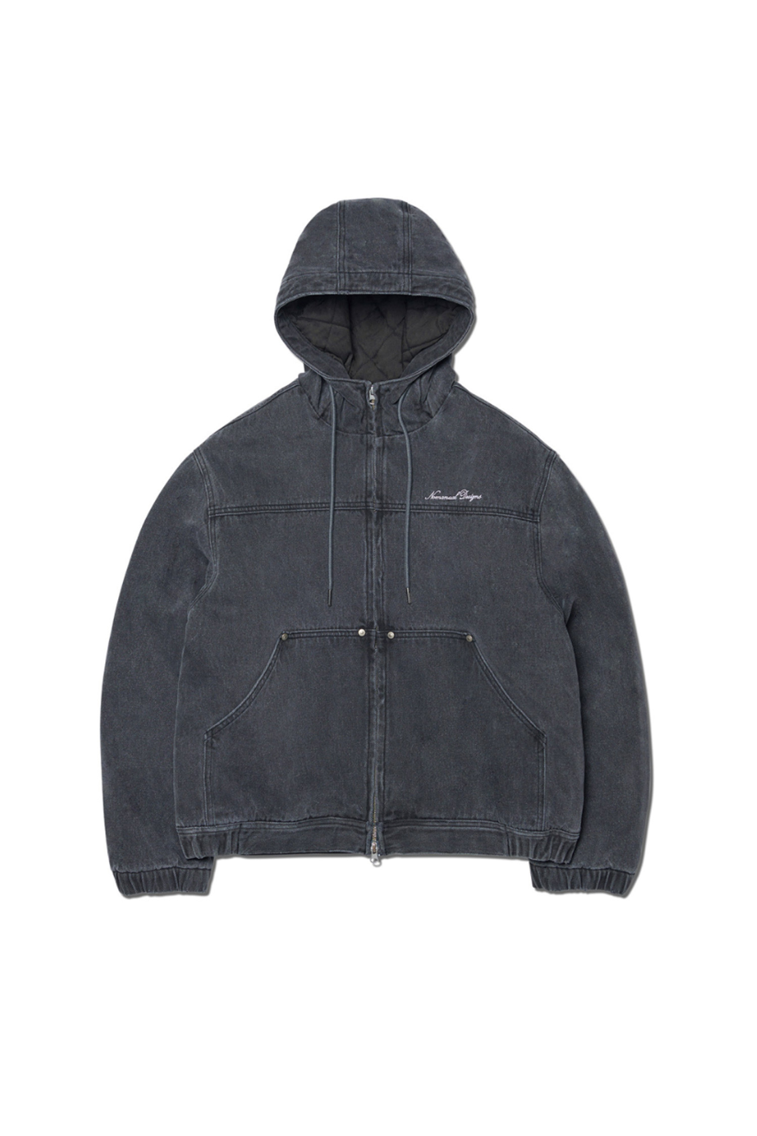 NOMANUAL - 후디 - [노매뉴얼] W.D HOODED ZIP-UP JACKET - WASHED CHARCOAL 