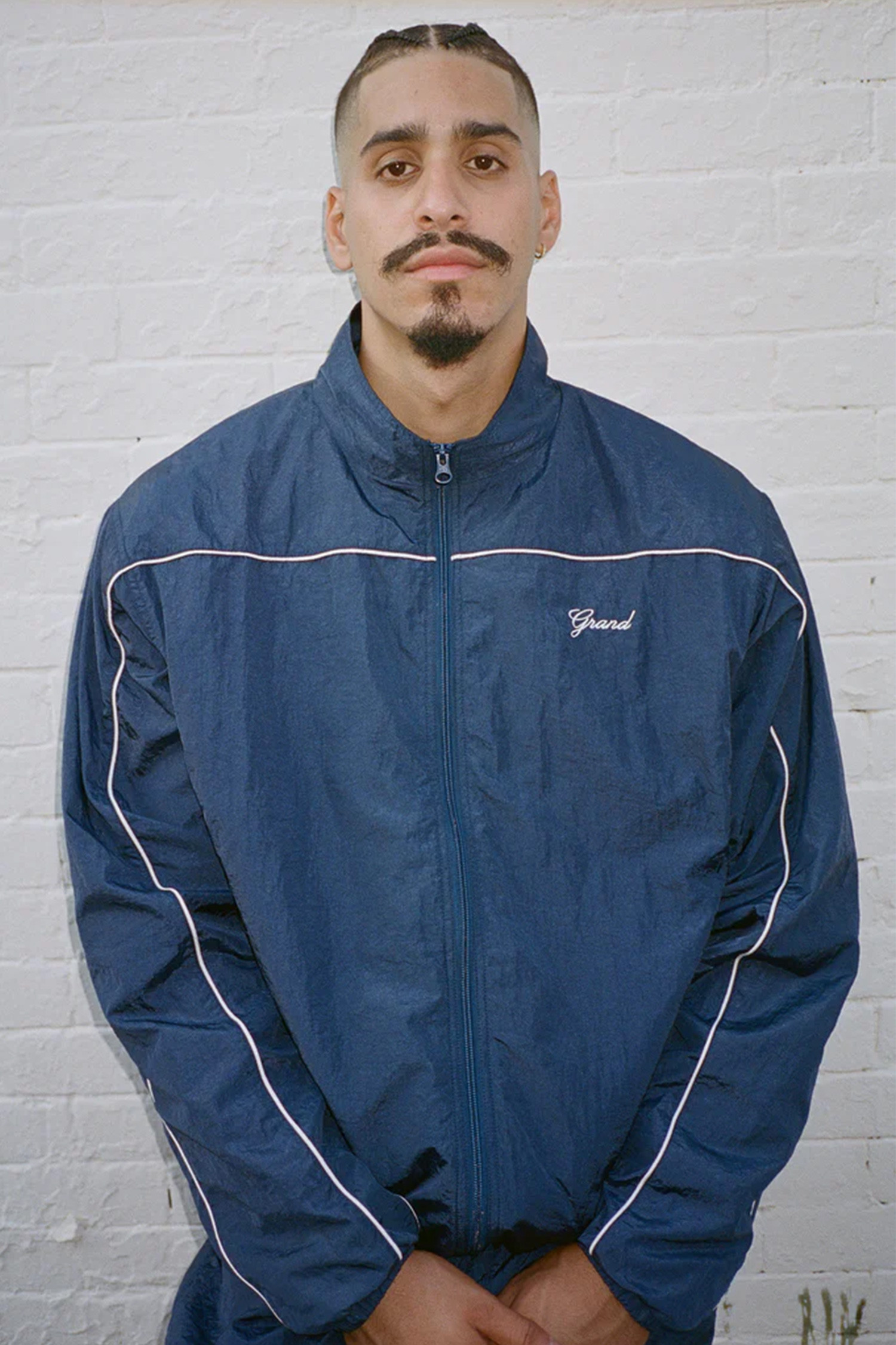 GRAND COLLECTION - 자켓 - [그랜드컬렉션] Track Jacket Navy with White Piping 트랙 자켓 - Navy