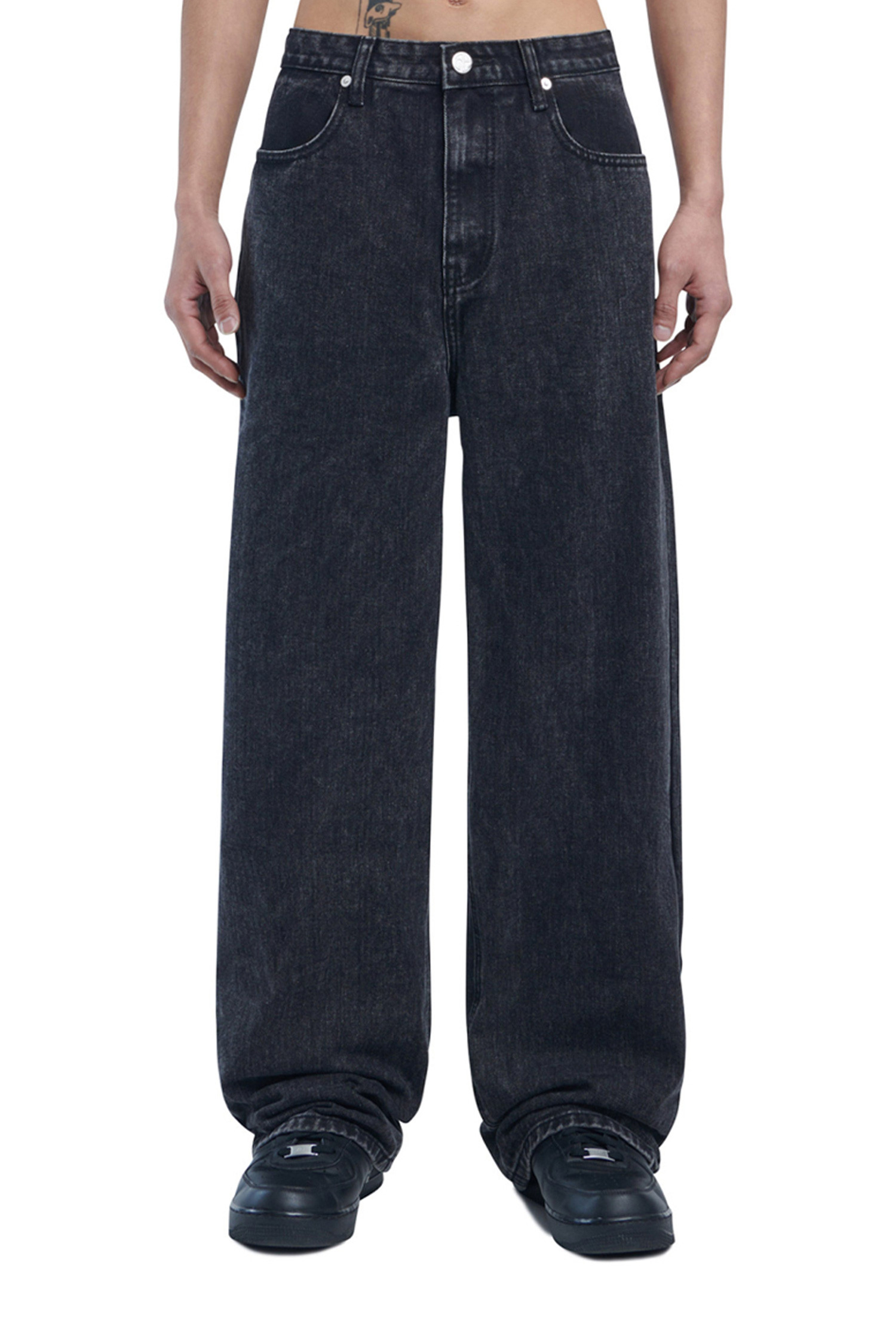 NOMANUAL - 데님 - [노매뉴얼] SEMIWIDE DENIM PANTS 세미 와이드 데님 팬츠 - BLACK 