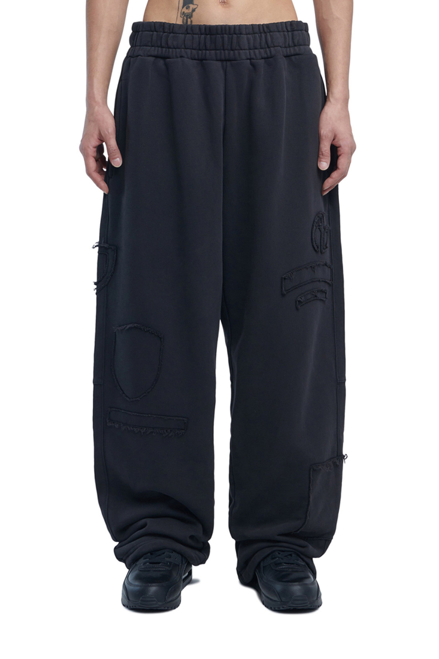 NOMANUAL - 캐주얼팬츠 - [노매뉴얼] OVERDYED R.P SWEATPANTS 오버다이어드 R.P 스웻 팬츠 - WASHED BLACK