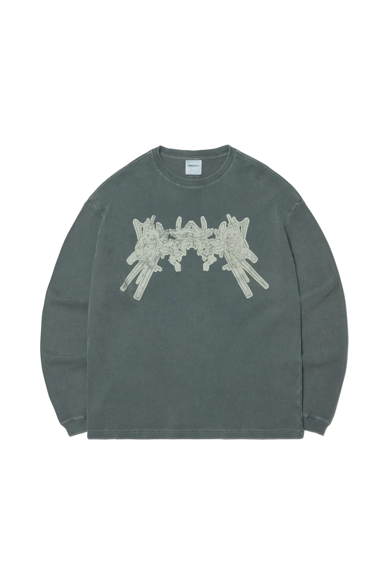 NOMANUAL - 긴팔티셔츠 - [노매뉴얼] A.W WAFFLE LONG SLEEVE TEE - KHAKI GRAY