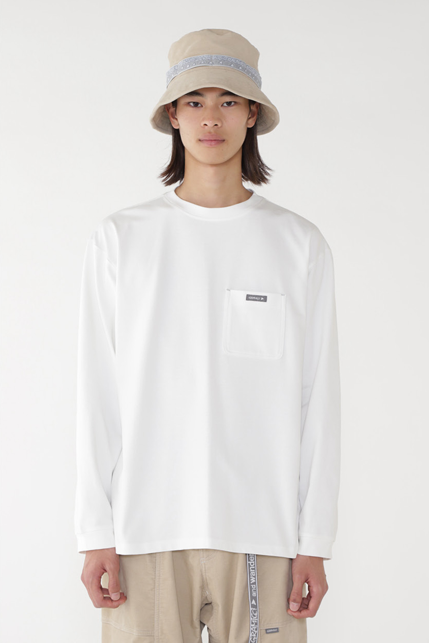 GRAMICCI - 긴팔티셔츠 - [그라미치X앤드원더] BACKPRINT L/S TEE 백프린트 롱 슬리브 티 - WHITE