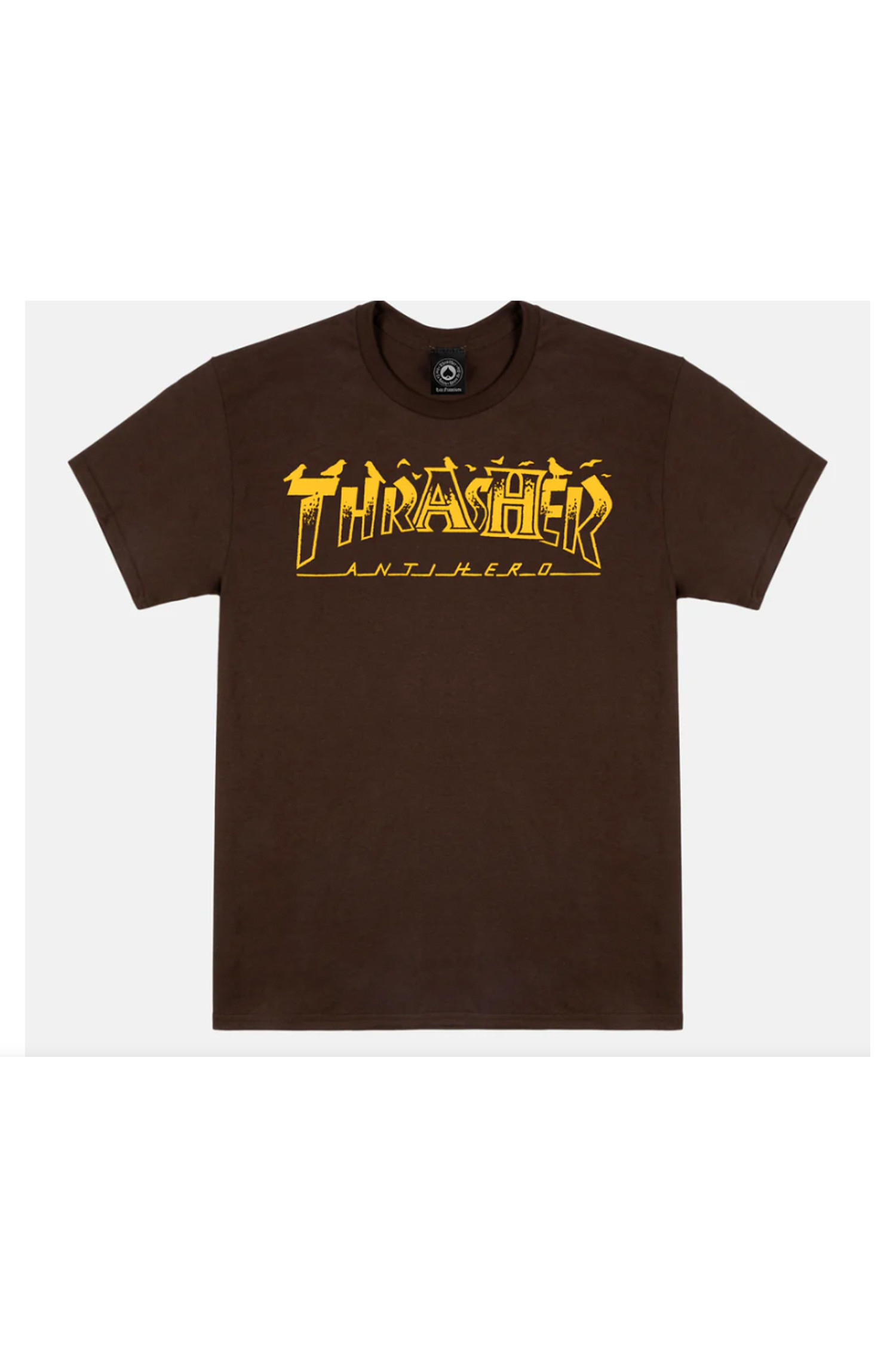 THRASHER - 반팔티셔츠 - [트레셔X안티히어로] PIGEON MAG T-SHIRT DARK CHOCOLATE