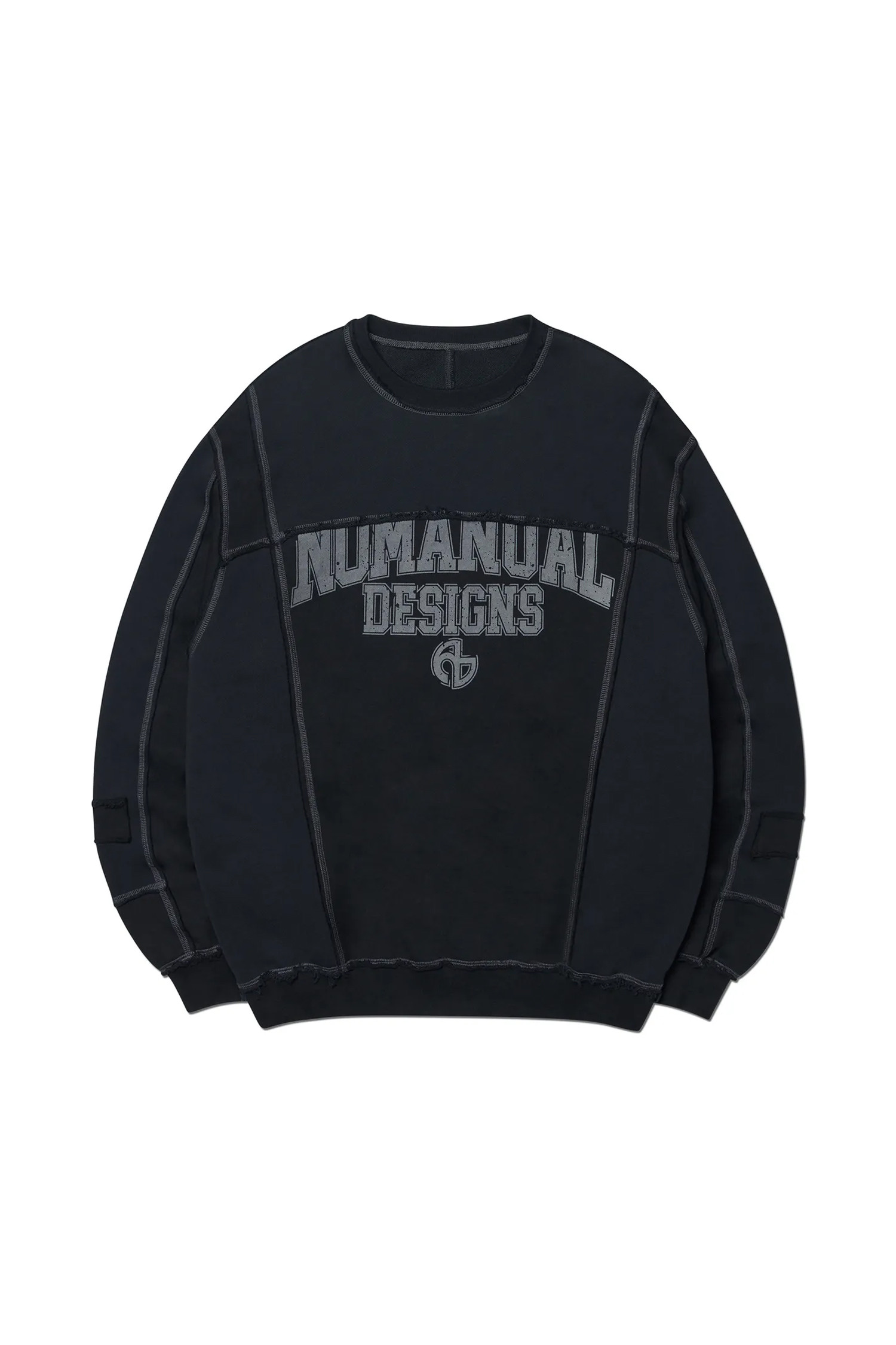 NOMANUAL - 스웻셔츠 - [노매뉴얼] RAW EDGE C.B SWEATSHIRTS - BLACK