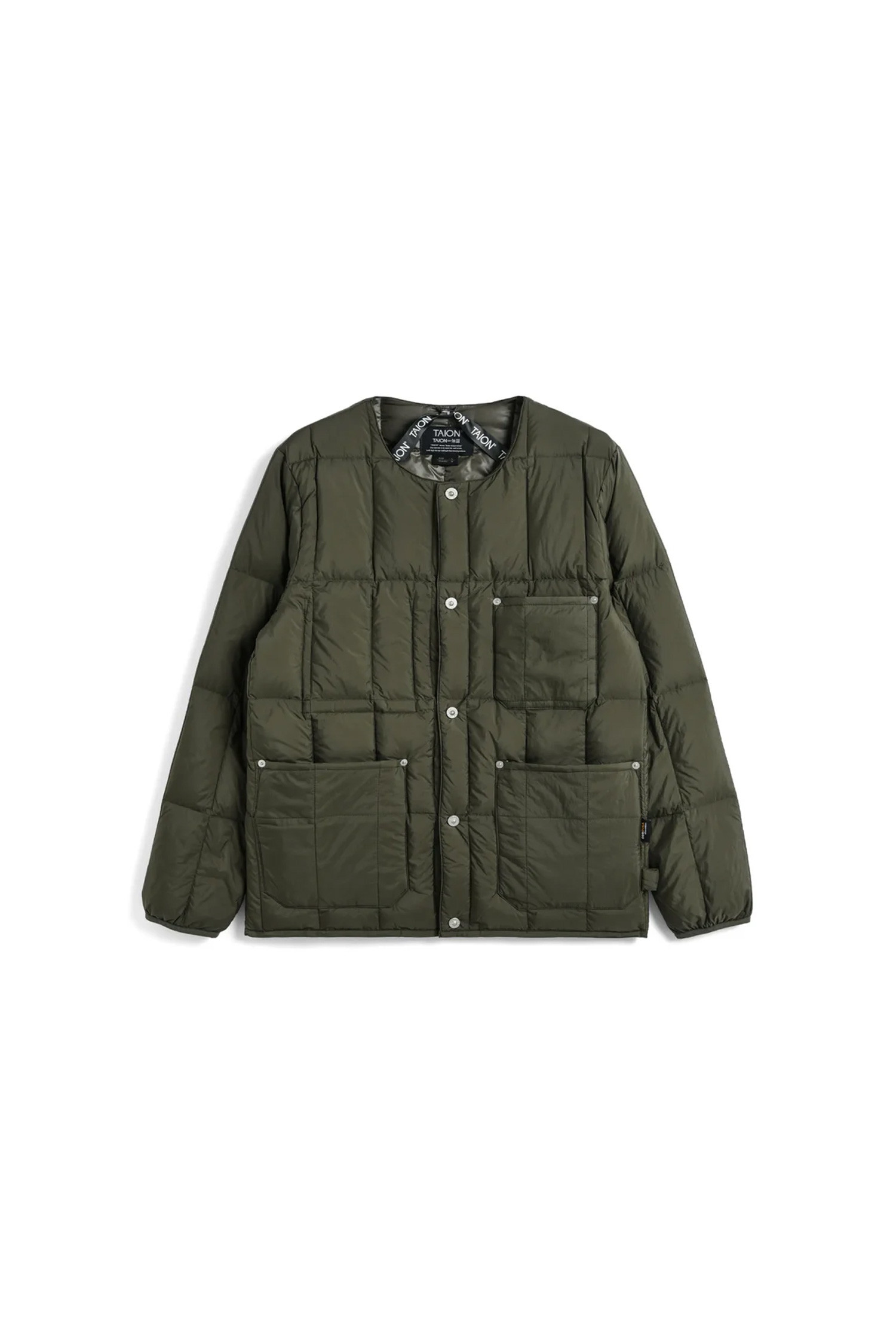 TAION - 다운/패딩 - [타이온] WORK CREW NECK DOWN JACKET 워크 크루넥 다운 자켓 - D.OLIVE