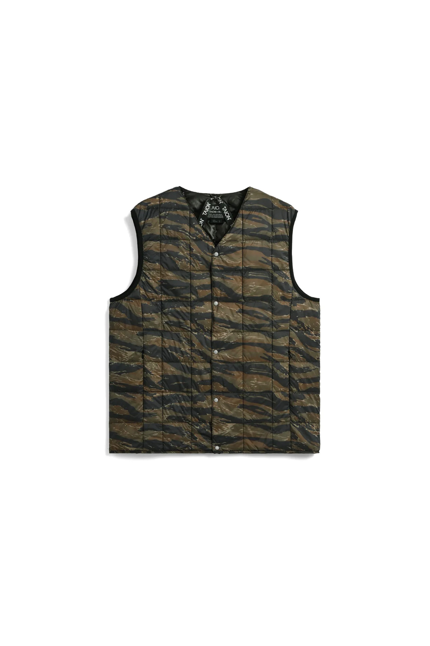 TAION - 다운/패딩 - [타이온] MENS V-NECK DOWN VEST 맨즈 브이넥 다운 베스트 - TIGER STRIPE