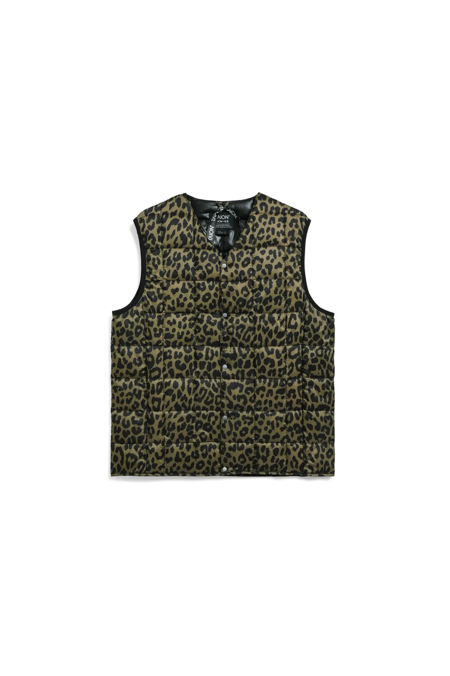 TAION - 다운/패딩 - [타이온] MENS V-NECK DOWN VEST 맨즈 브이넥 다운 베스트 - LEOPARD