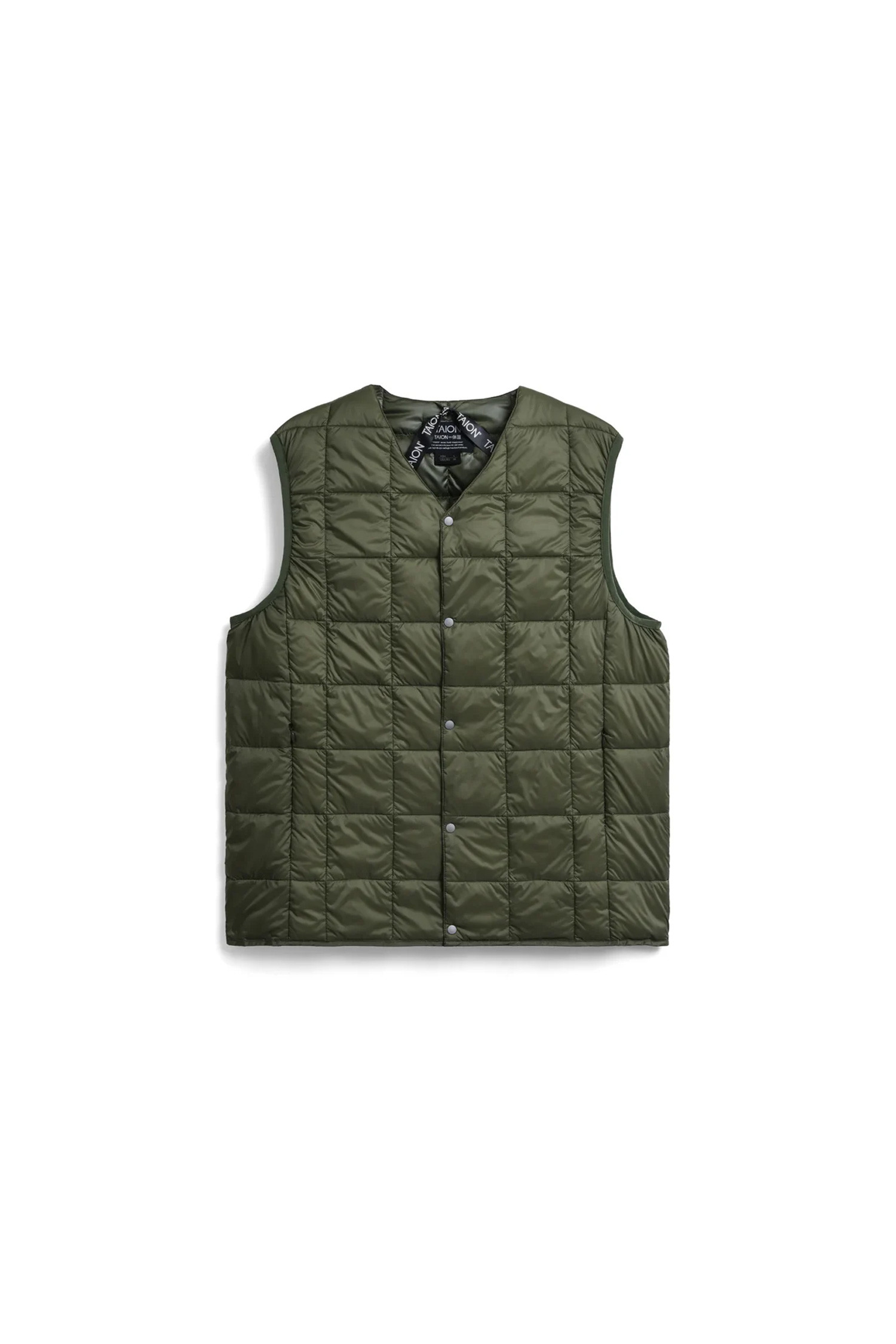 TAION - 다운/패딩 - [타이온] MENS V-NECK DOWN VEST 맨즈 브이넥 다운 베스트 - D.OLIVE