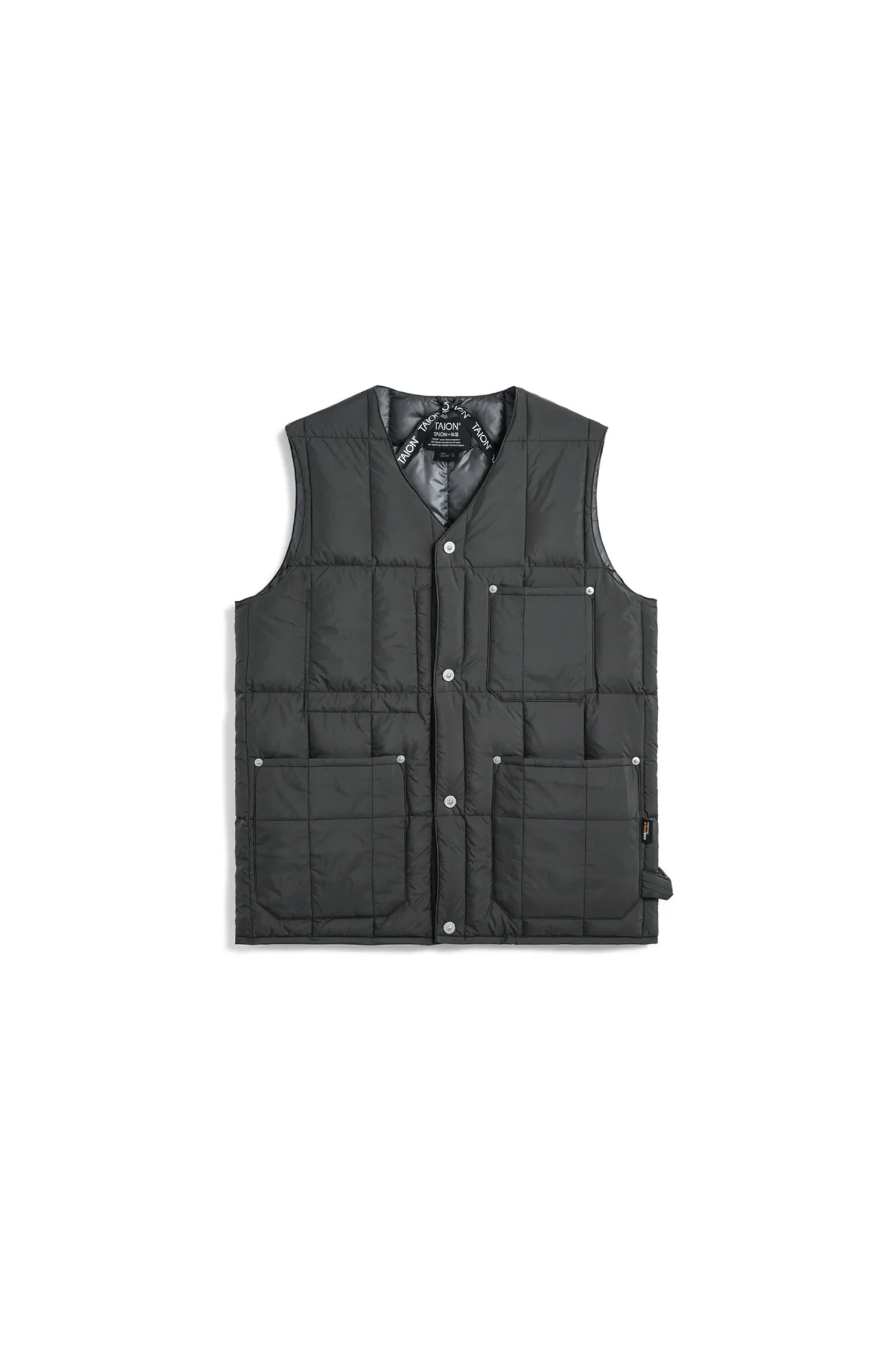 TAION - 다운/패딩 - [타이온] WORK V NECK BUTTON DOWN VEST 워크 브이넥 버튼 다운 베스트 - D.CHARCOAL