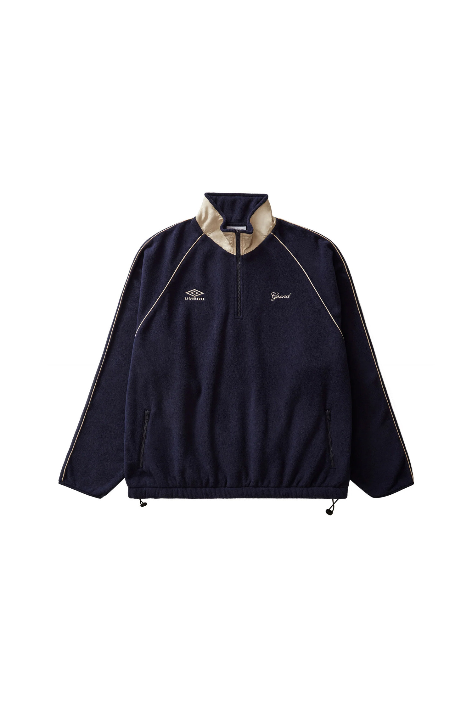 GRAND COLLECTION - 스웻셔츠 - [그랜드컬렉션X엄브로] Fleece Pullover with Piping 파이핑 플리스 풀오버 - Navy