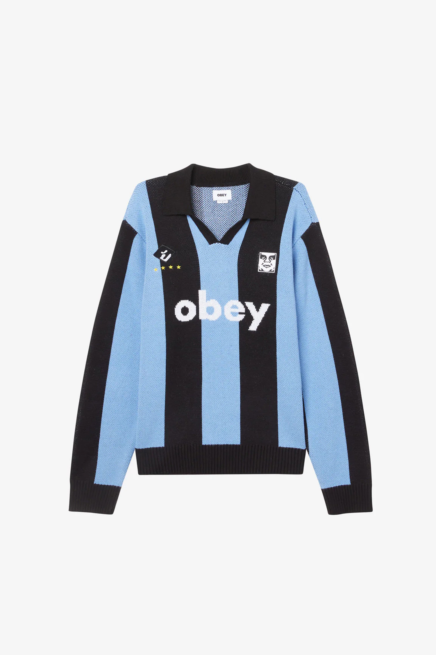 OBEY - 스웨터 - [오베이] SOCCER JERSEY SWEATER 싸커 저지 스웨터 - LIGHT BLUE MULTI